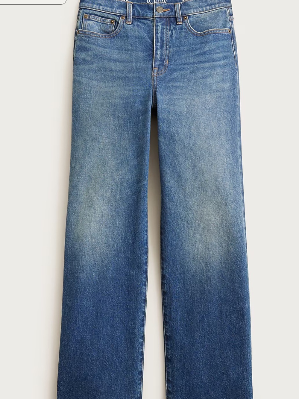 J. Crew Frayed Slim Wide Leg Jeans - Medium Blue Denim
